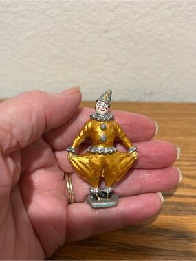 Vintage Gold and Silver Lead Clown Figurine